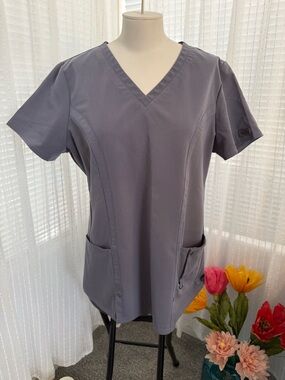 SCRUB Dickies Women's Gray V-Neck Medical Scrub Top Size M